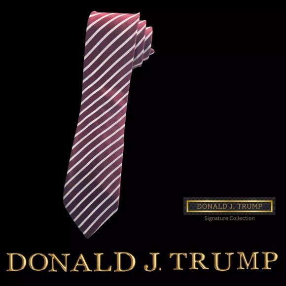 NEW Donald J. Trump Signature Collection Necktie Tie President Burgundy Striped
